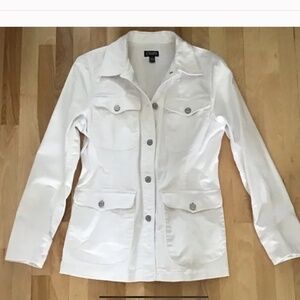 CHAPS White Stretch Denim Jacket